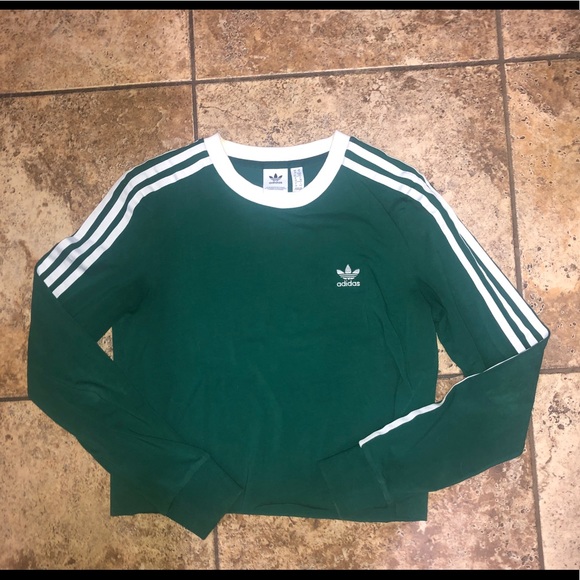 adidas Tops - Green Adidas Long Sleeve Crop Top